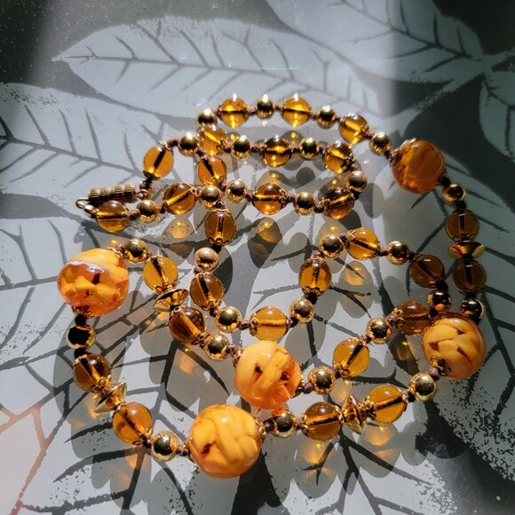 Vintage Murano Necklace Bracelet Earrings Set 24" Beaded Swirl - Picture 15 of 17